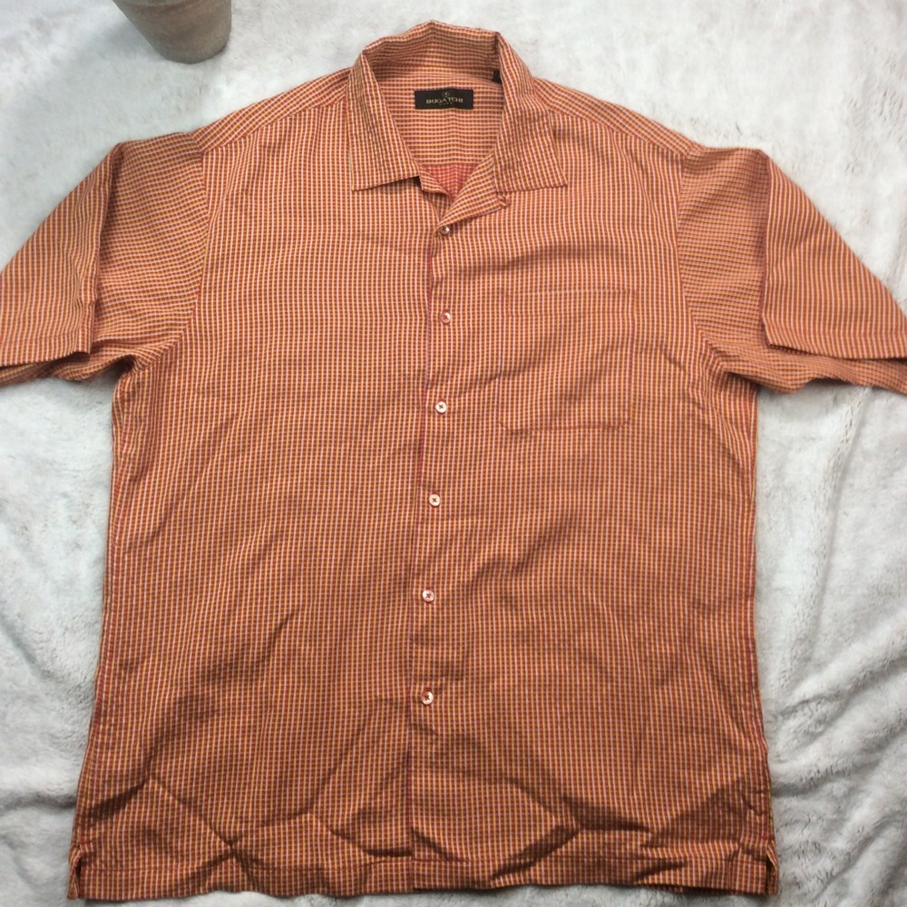 BUGATCHI UOMO MENS PLAID BUTTON FRONT SHIRT SZ XL
